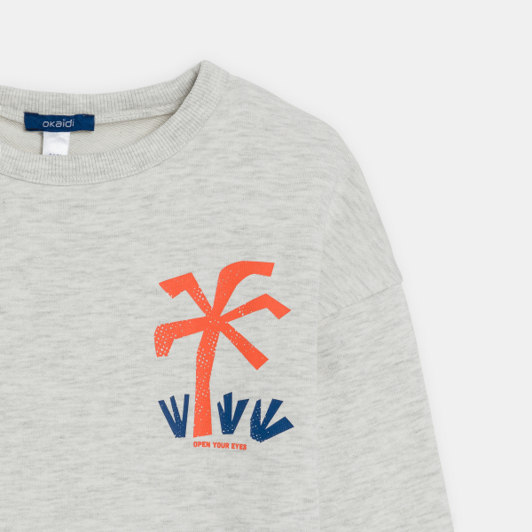 سويت شيرت من الصوف الناعم الملتف باللون الرمادي للأولاد